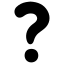 A large, bold black question mark centred on a plain white background.